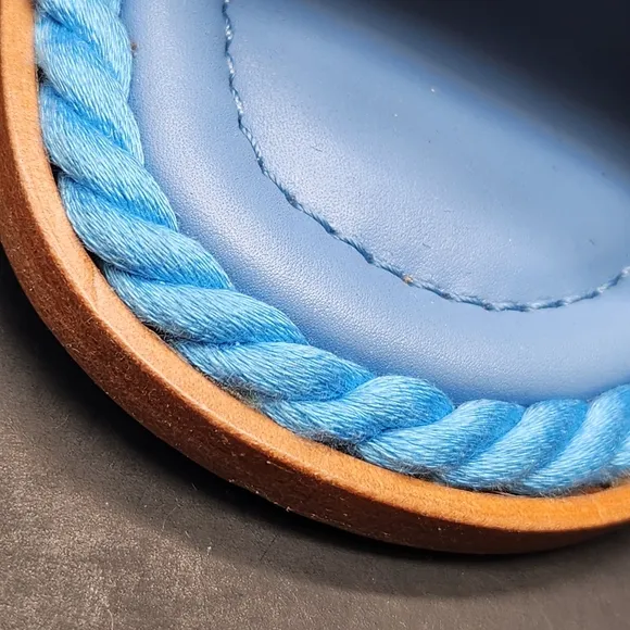 Lafayette 148 sandals women's 7 light blue suede leather woven slides Made Italy