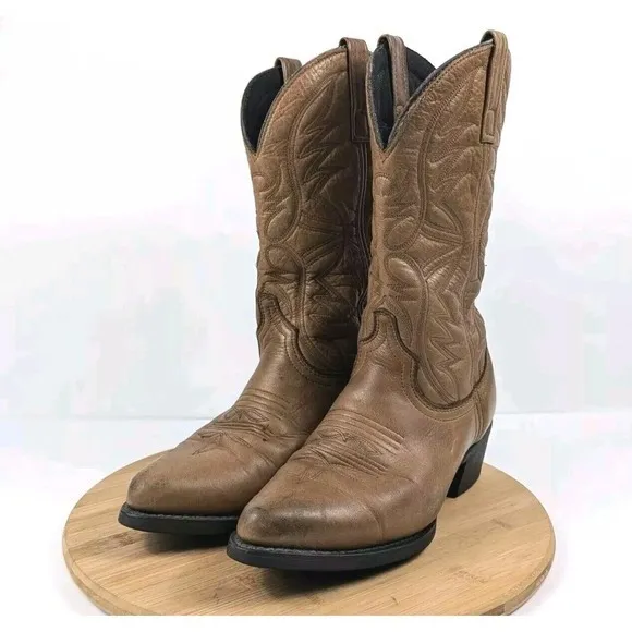 Laredo Cowboy Boots Mens‎ Size 8 D Brown Embroidered Western Pull On Country