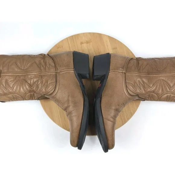 Laredo Cowboy Boots Mens‎ Size 8 D Brown Embroidered Western Pull On Country