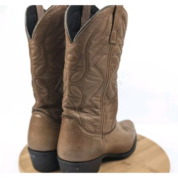 Laredo Cowboy Boots Mens‎ Size 8 D Brown Embroidered Western Pull On Country
