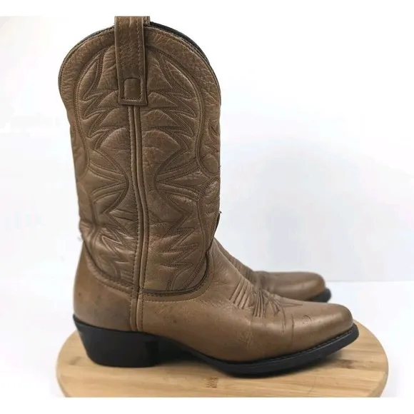 Laredo Cowboy Boots Mens‎ Size 8 D Brown Embroidered Western Pull On Country