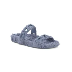 LARROUDE Blue Made In Brazil Faux Fur Milan Slide Sandals