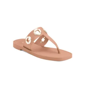 LARROUDE Caramel Made In Brazil Leather Milan Slide Sandals