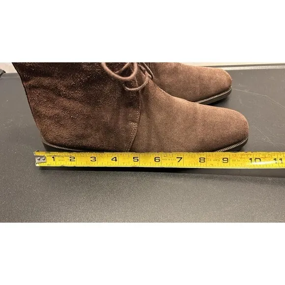 Laura Ashley Vintage Brown Leather Ankle Boots Lace Up Size 39 8.5