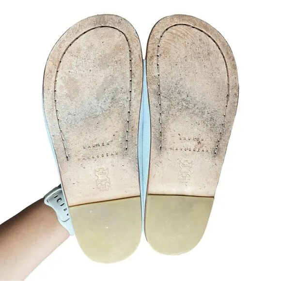 Lauren Manoogian Light Blue Gray Suede Mono Slide Sandals - 39