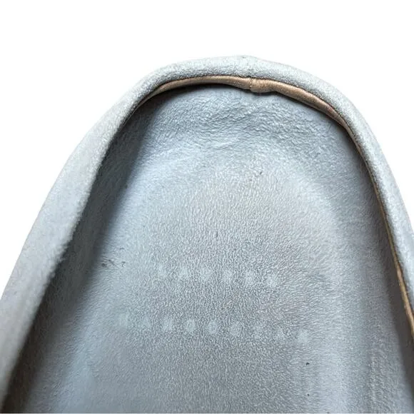 Lauren Manoogian Light Blue Gray Suede Mono Slide Sandals - 39