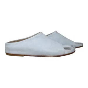 Lauren Manoogian Light Blue Gray Suede Mono Slide Sandals - 39