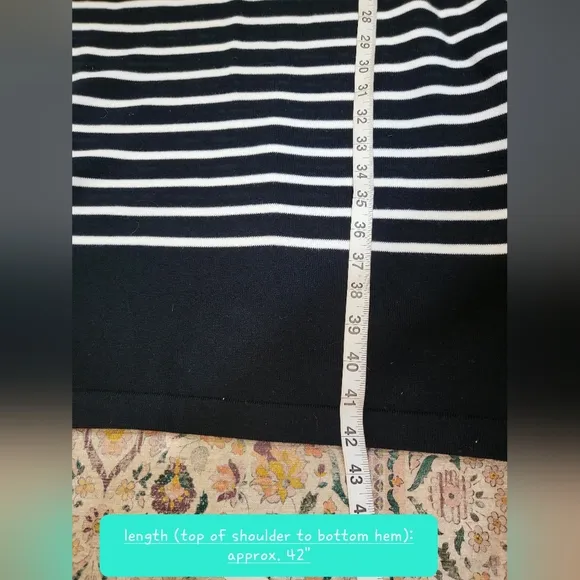 LAUREN RL NWOT Knit Dress | Black &amp; White Stripe | 3/4 Sleeve | size 1X