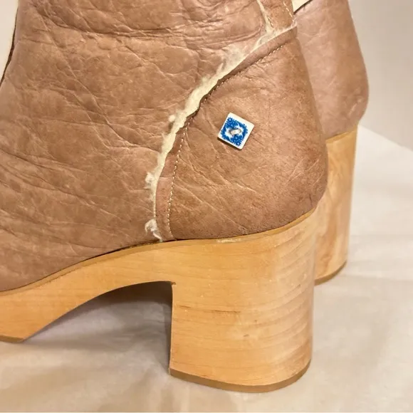 Lazuli Clog Boots, My Clog Vegan Leather Heeled Boots Beige Size 39 Sz 8.5 US