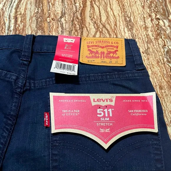 Levi's 511 Flex Jeans Boys Size 18 Deep Blue Slim Fit Stretch Super Soft