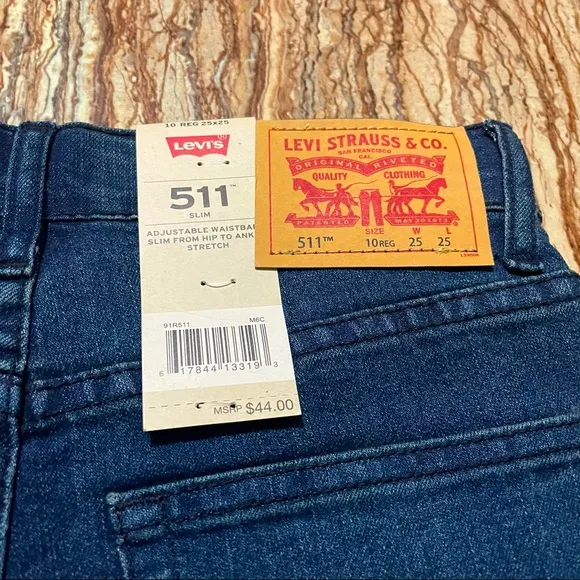 Levi's 511 Jeans Boys Size 10 Blue Adjustable Waistband Stretch