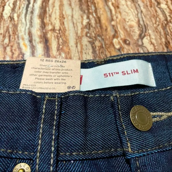 Levi's 511 Jeans Boys Size 12 Blue Denim Slim Fit Adjustable Waist