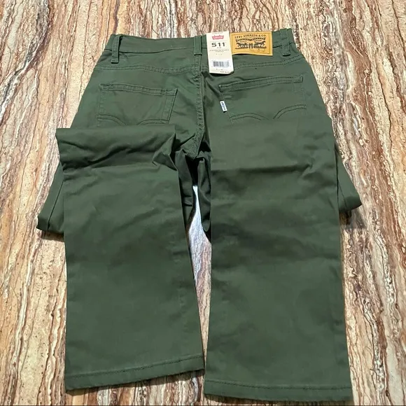 Levi's 511 Pants Boys Size 14 Green Slim Stretch Super Soft