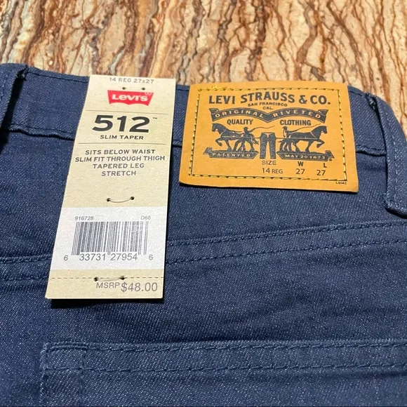 Levi's 512 Jeans Boys Size 14 Blue Tapered Slim Stretch New Fit