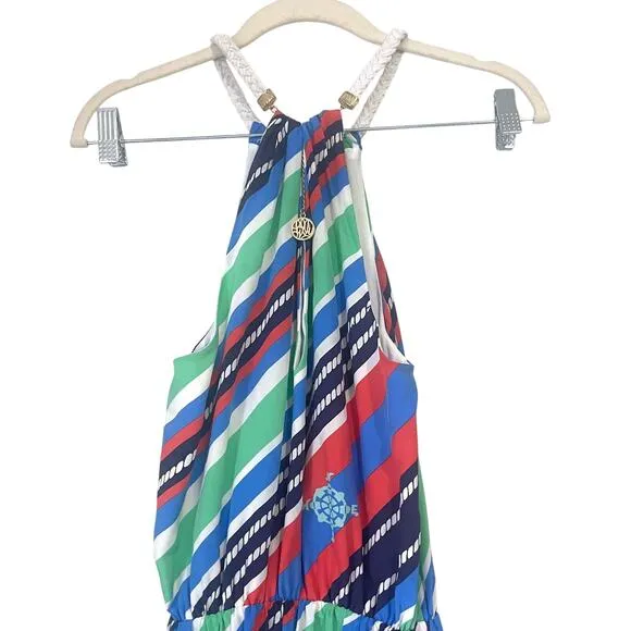 LILLY PULITZER Kennett Silk Overboard Stripe Braided Chain Mini Dress Size S