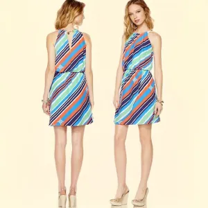 LILLY PULITZER Kennett Silk Overboard Stripe Braided Chain Mini Dress Size S