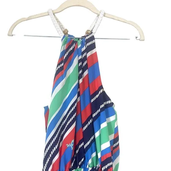 LILLY PULITZER Kennett Silk Overboard Stripe Braided Chain Mini Dress Size S