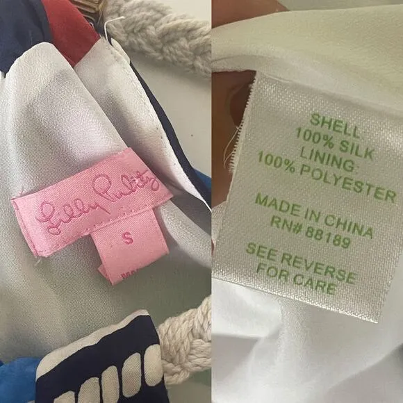 LILLY PULITZER Kennett Silk Overboard Stripe Braided Chain Mini Dress Size S