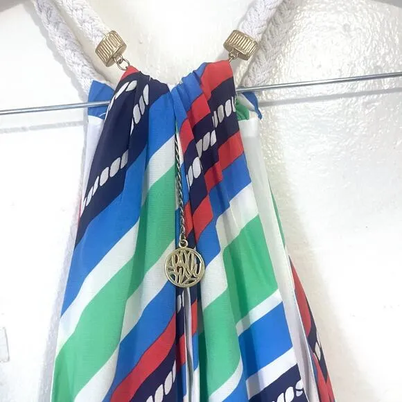 LILLY PULITZER Kennett Silk Overboard Stripe Braided Chain Mini Dress Size S