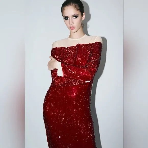 LIMITED EDITION- BLOGGER'S FAVE! SEQUIN CHIFFON DRESS ZW COLLECTION