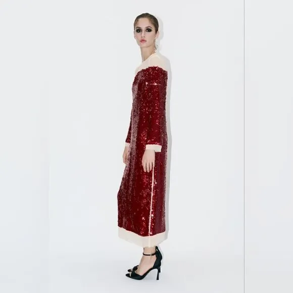 LIMITED EDITION- BLOGGER'S FAVE! SEQUIN CHIFFON DRESS ZW COLLECTION