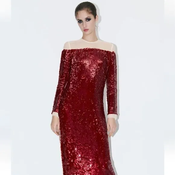 LIMITED EDITION- BLOGGER'S FAVE! SEQUIN CHIFFON DRESS ZW COLLECTION