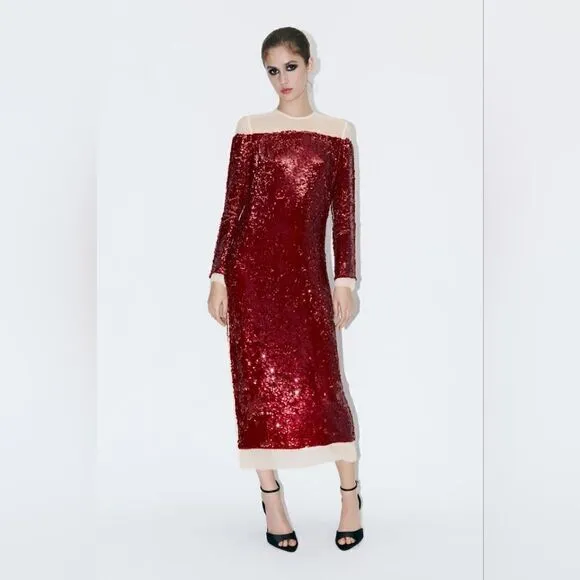 LIMITED EDITION- BLOGGER'S FAVE! SEQUIN CHIFFON DRESS ZW COLLECTION