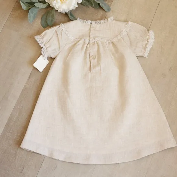 Linen Float Dress 100% Cotton Linen Flax Beige Add Monogram Beach Portrait NWT