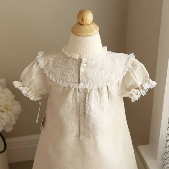 Linen Float Dress 100% Cotton Linen Flax Beige Add Monogram Beach Portrait NWT