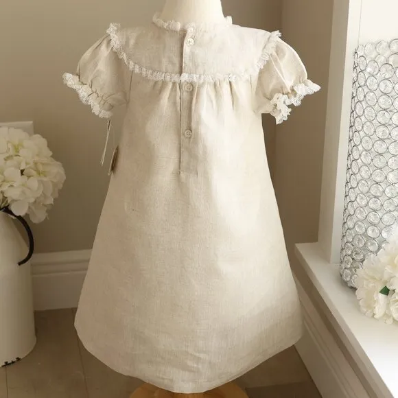 Linen Float Dress 100% Cotton Linen Flax Beige Add Monogram Beach Portrait NWT