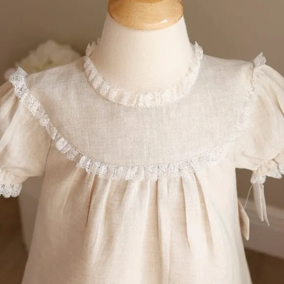 Linen Float Dress 100% Cotton Linen Flax Beige Add Monogram Beach Portrait NWT