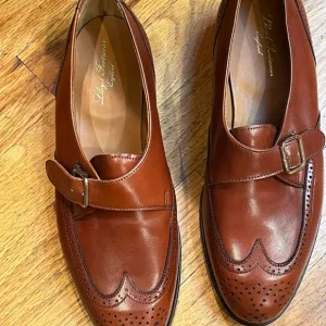 Lloyd Footwear England Brown Leather Slip-On Loafers with Brogue Detailing