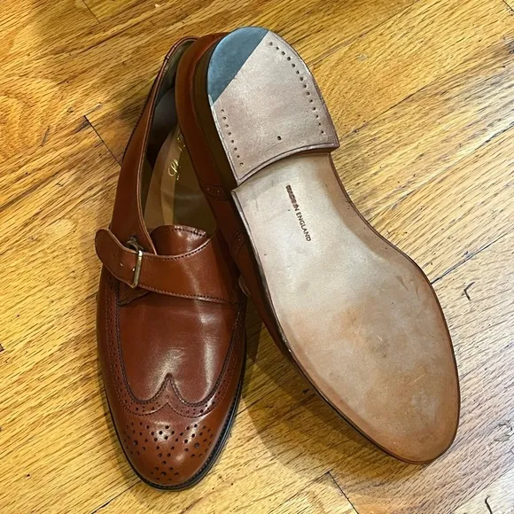 Lloyd Footwear England Brown Leather Slip-On Loafers with Brogue Detailing