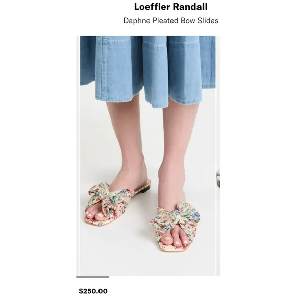 Loeffler Randall Daphne  Bow Slide Floral Size 8.5 Tan Vine Floral