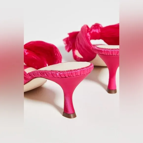 Loeffler Randall Eugenia Pleated Bow High Heel Mule Sandals in Fuchsia Pink, 7