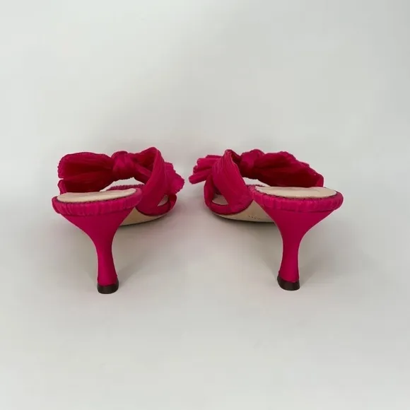 Loeffler Randall Eugenia Pleated Bow High Heel Mule Sandals in Fuchsia Pink, 7