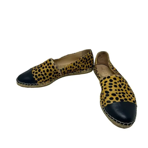 Loeffler Randall Mara Cheetah Leopard Calf Hair Espadrille Flats Size 7.5