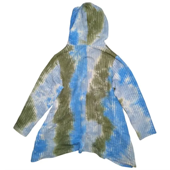 LOGO LORI GOLDSTEIN Tie-Dye Rib Knit Hoodie Vallarta Blue XL