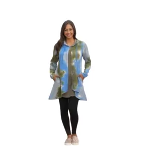 LOGO LORI GOLDSTEIN Tie-Dye Rib Knit Hoodie Vallarta Blue XL