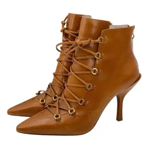 Louise et Cie Vanida Boot Women's SZ 9 Brown Pointed Toe Witchy Whimsy Flirty