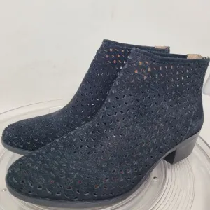 Lucky Brand Bergyn Perforated Ankle Boots Bootie Suede Leather Black Sz 10 99 %