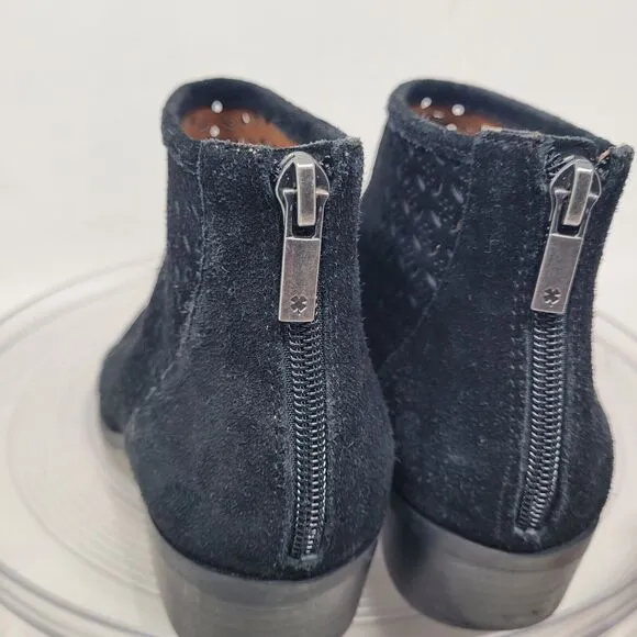 Lucky Brand Bergyn Perforated Ankle Boots Bootie Suede Leather Black Sz 10 99 %