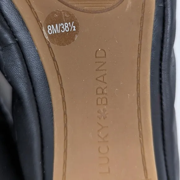 Lucky Brand Eikia Ballet Flats Leather Zipper Back Balletcore Twee Black size 8