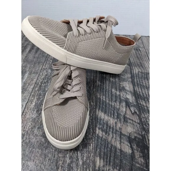 Lucky Brand LP-Laddix Women's Knit Lace Up Sneakers Taupe Size 7.5 NEW