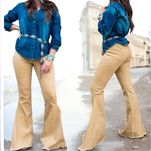 Lucky &amp; Blessed Mocha Carson Corduroy Flare Jeans NWT