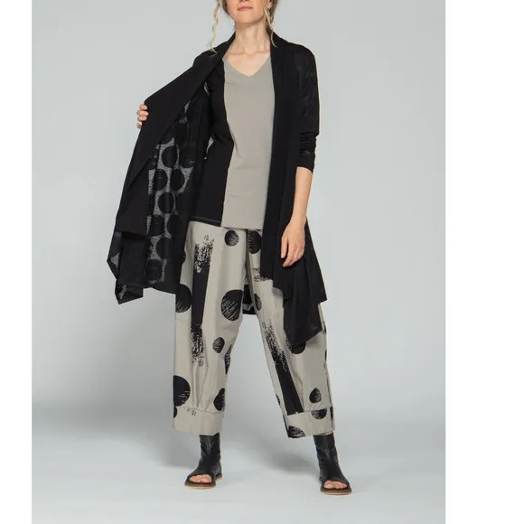 Luukaa Women's Black Polka-Dot Cardigan Size 10 Lightweight Cotton NWT