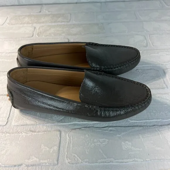 M Gemi Driving Loafers 38 Gray Patent Leather Felize Naplak Slip On Shoes 7.5