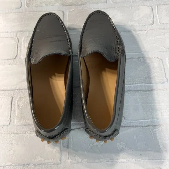 M Gemi Driving Loafers 38 Gray Patent Leather Felize Naplak Slip On Shoes 7.5