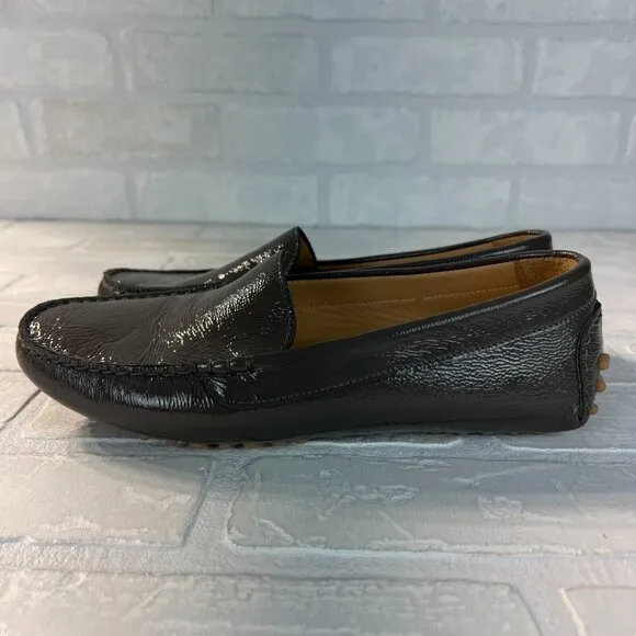M Gemi Driving Loafers 38 Gray Patent Leather Felize Naplak Slip On Shoes 7.5