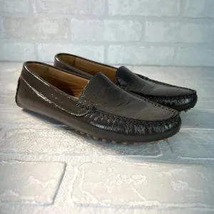 M Gemi Driving Loafers 38 Gray Patent Leather Felize Naplak Slip On Shoes 7.5